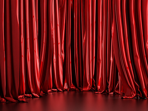 Red metallic curtain background 3d render illustration
