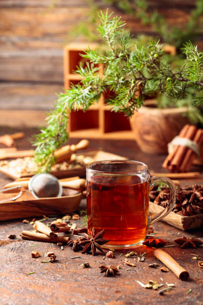 istock Christmas herbal tea with cinnamon, anise, and dried herbs. 1304513055
