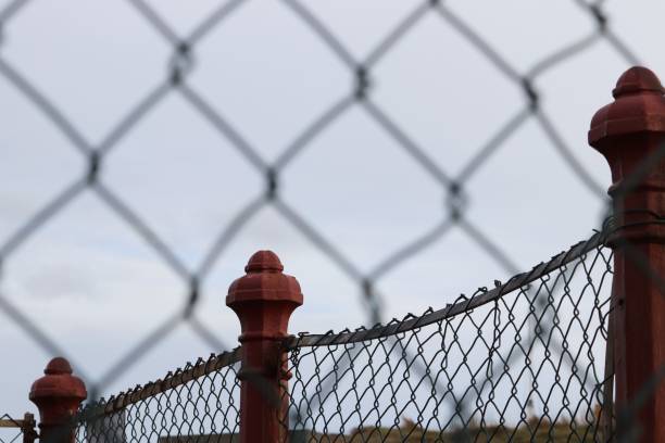 istock Metal fence and posts 1304513274