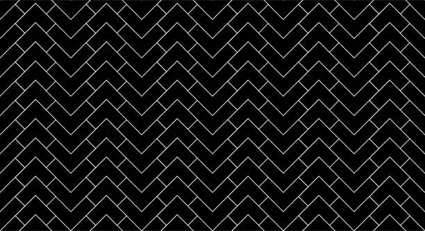 Vector illustration of Geometric texture, repeating linear abstract pattern Thin black line vector pattern.Diagonally laid bricks Scandinavian style brick background for kitchen splash back Herringbone pattern.