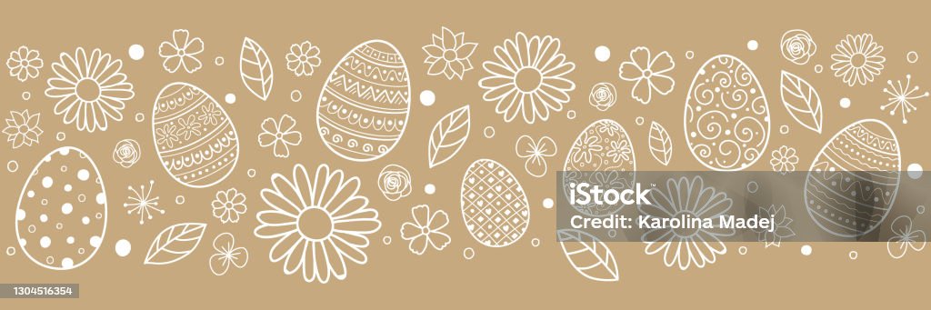 Easter Header Rustic Template Of Easter Header With Eggs And Flowers Vector Stock ...