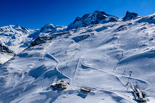 A ski slopes in ski resort in Breuil-Cervinia/Zermatt.