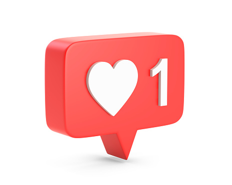 One Love notification Icon on white background. 3d illustration.