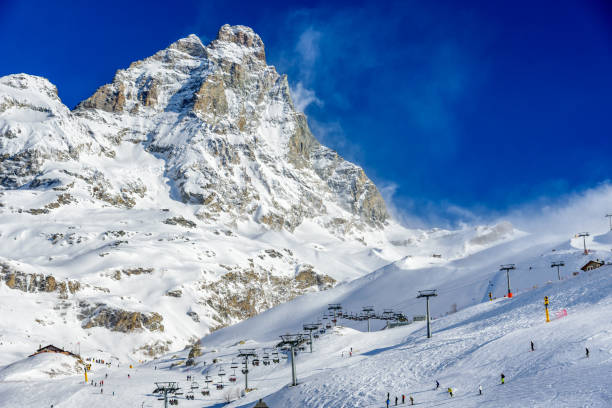 A windy day in ski resort Breuil-Cervinia, Italy.