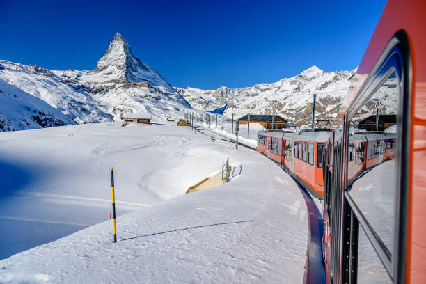 istock Train from Zermatt to a peak Gornergrat 1304521158