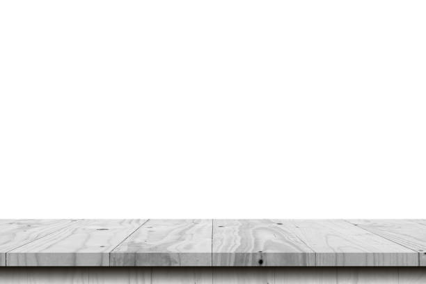 istock Empty wood table on isolate white background and display montage with copy space for product. 1304521163