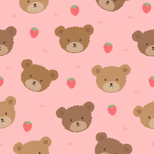 teddy bear bezszwowy wzór tło - bear teddy bear characters hand drawn stock illustrations