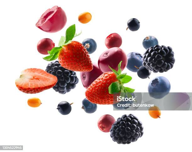 Many Different Berries In The Form Of A Frame On A White Background Stock Photo - Download Image Now