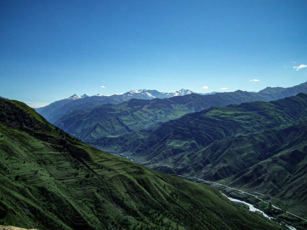 Deepest canyon in the would of Sulac river in Dagestan Deepest canyon of Sulac river in the would inside of peak of mountains in Dagestan thames valley stock pictures, royalty-free photos & images