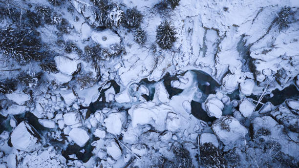 istock Winter scene aerial snow covered 1304529453