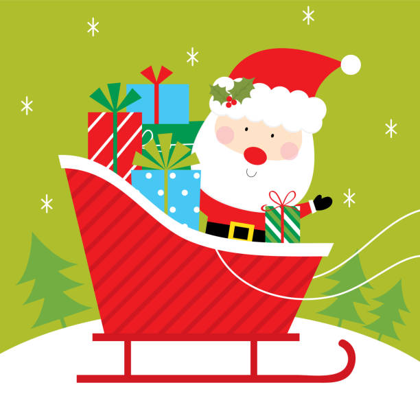 istock santa and his christmas sleigh greeting card design 1304542114