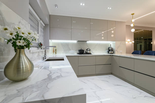 istock closeup to white modern marble kitchen furniture in studio space 1304542309
