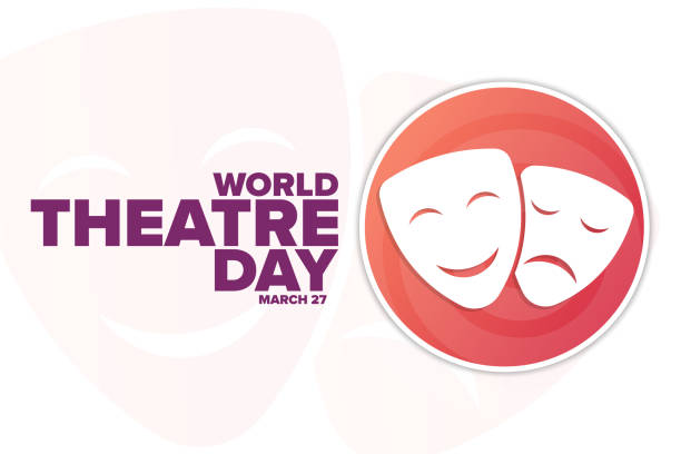 World Theatre Day. March 27. Holiday concept. Template for background, banner, card, poster with text inscription. Vector EPS10 illustration. World Theatre Day. March 27. Holiday concept. Template for background, banner, card, poster with text inscription. Vector EPS10 illustration play day stock illustrations