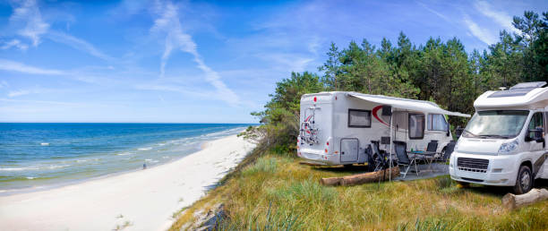istock Vacations in Poland - motorhomes at Baltic seashore in Mrzezyno 1304544902