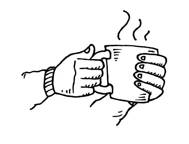 Vector illustration of Hands holding a cup sketch illustration