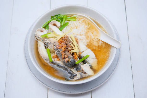 istock Boiled rice soup with sea bass 1304546330