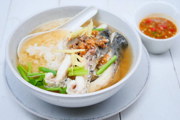 istock Boiled rice soup with sea bass 1304546337