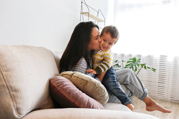 istock Toddler at home with his mom. 1304547198