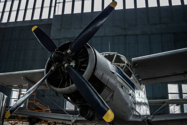 istock The biplane is in the hangar for maintenance. 1304547575