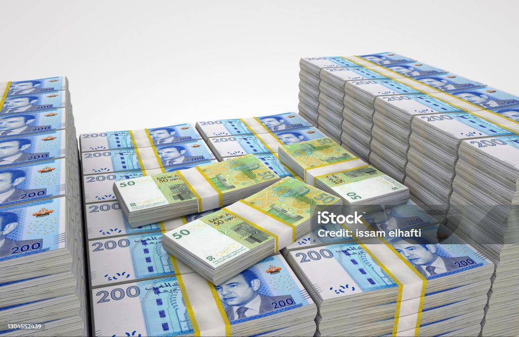 Money of Morocco. 200 and 50 dirhams. The economy of Morocco. 3D rendering Abu Dhabi Stock Photo