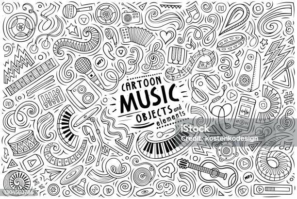 Vector Doodles Cartoon Set Of Music Objects Stock Illustration - Download  Image Now - Music, Music Festival, Line Art - iStock