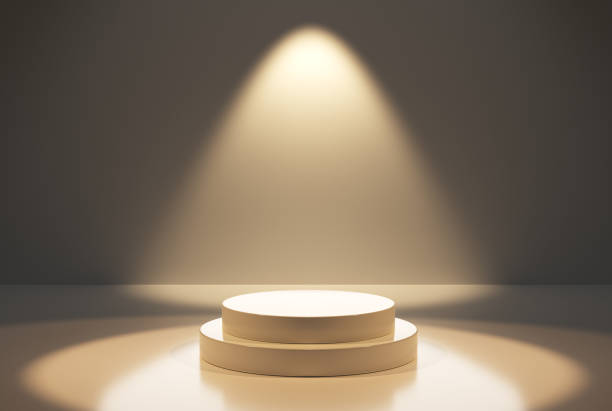 Round podium or pedestal with spot lights