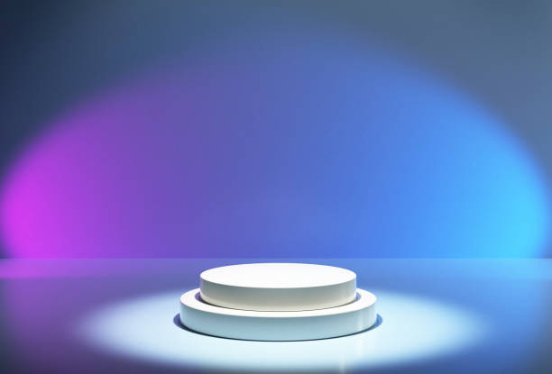 istock Round podium or pedestal with spot lights 1304556379