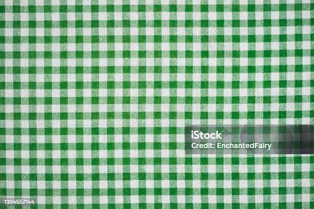 Happy St Patricks Day Gingham Pattern In Green And White Closed Up Texture Of Green And White For Background Picnic Table Cloth Stock Photo - Download Image Now