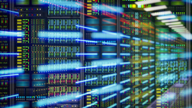istock Abstract of modern server room in data center 1304557254