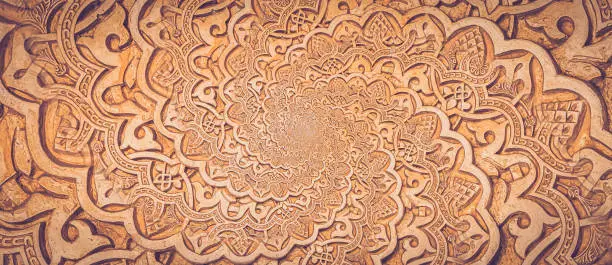 Arab background remanding to Islam culture. Design created from a 13th century architectural detail using droste effect.