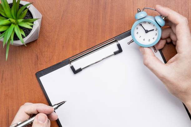 istock blank clipboard mockup for goals or aspirations at workplace. above view. template for checklist or questionnaire 1304563743