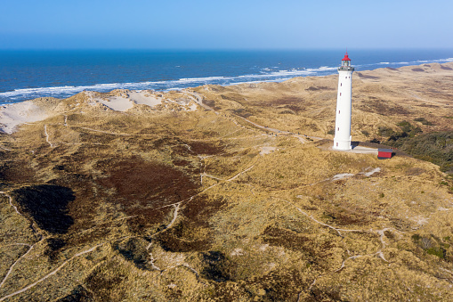 Lyngvig Lighthouse is the youngest of the lighthouses on Jutland’s west coast. It was built in 1906 and lit for the first time on November 3rd. From its top you’ll get a great view of the sea and the fjord and the narrow strip of land which is the home to Hvide Sande and Holmsland Klit.