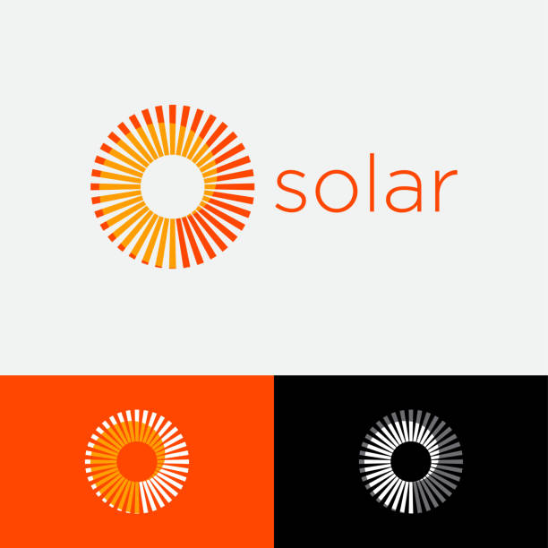 태양 아이콘. 소용돌이  가 있는 태양광선은 다양한 배경에 있습니다. - logo stock illustrations
