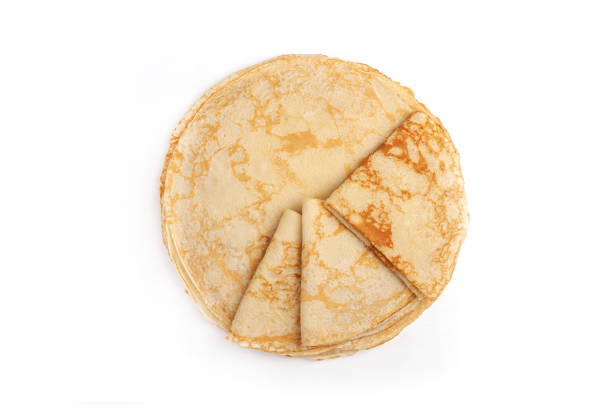 istock Pancake on the green plate on white background 1304571200