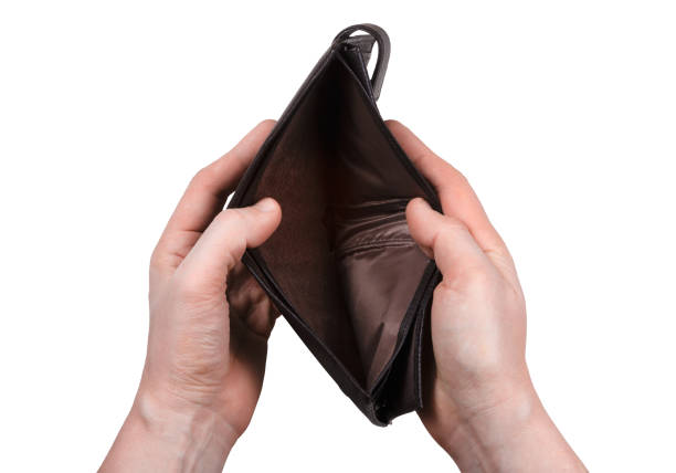 istock Man hand open empty leather wallet on a white background. Isolated, clipping path included 1304571987