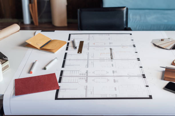 istock Close-up shot of an Architect's working space 1304574856