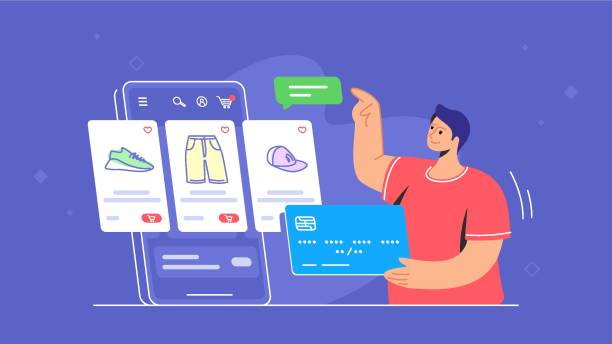 온라인 스토어 전자 상거래 모바일 앱 - selling e commerce sale internet stock illustrations