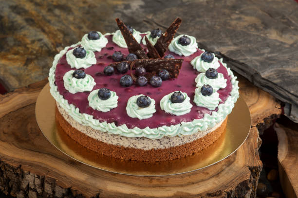 Cheesecake with poppy seeds and blueberries