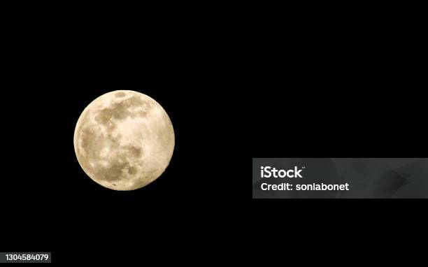 Beautiful Full Moon In Southern Spain Stock Photo - Download Image Now - Moon, White Color, Alicante