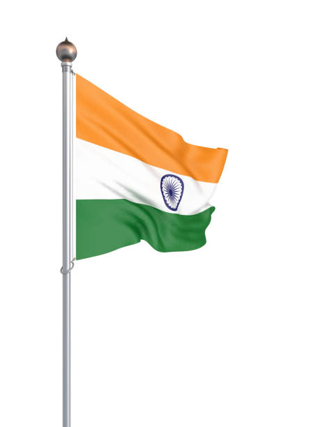istock India flag blowing in the wind. Background texture. 3d rendering, wave, 3d illustration. - Illustration. Isolated on white. 1304587527
