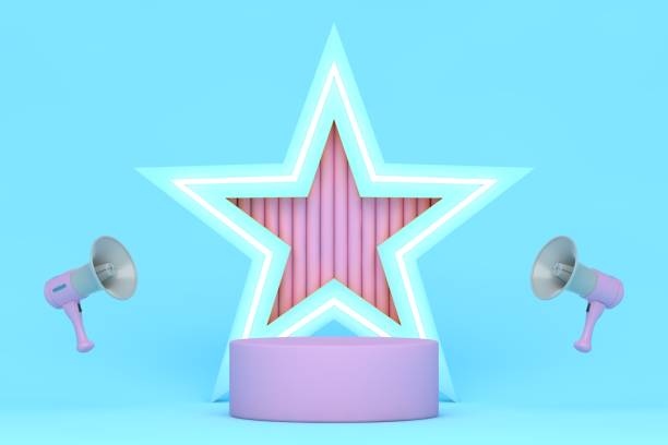 istock Modern 3D abstract background platform for product presentation. Pink and blue empty product stand 1304588391