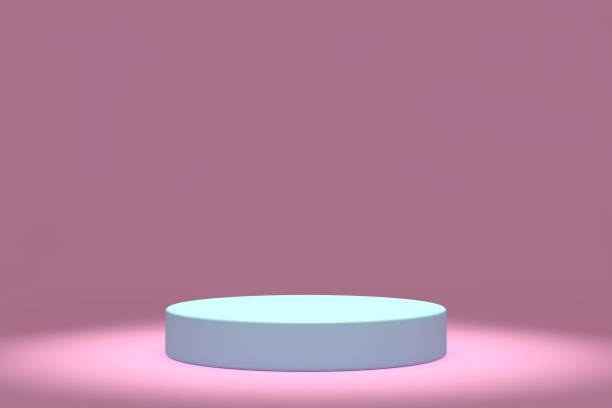 istock Modern 3D abstract background platform for product presentation. Pink and blue empty product stand 1304588402