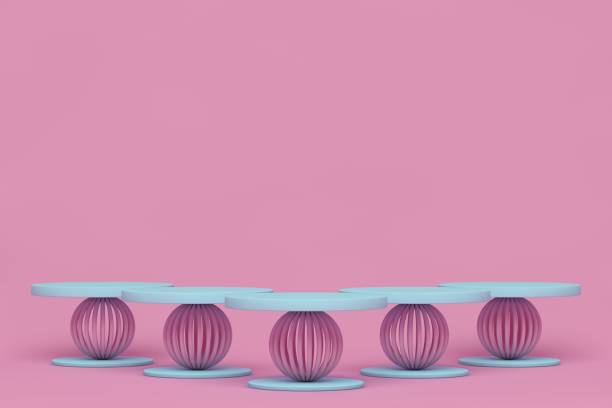 istock Modern 3D abstract background platform for product presentation. Pink and blue empty product stand 1304588464