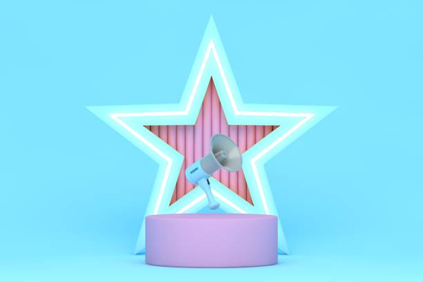 istock Modern 3D abstract background platform for product presentation. Pink and blue empty product stand 1304588533