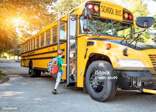 School Bus Stock Photo - Download Image Now - School Bus, Child, Education