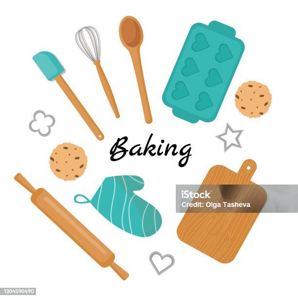 Collection Of Baking Accessories Stock Illustration - Download Image Now -  Baking, Kitchen, Cooking - iStock