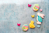 Easter decoration cookies background