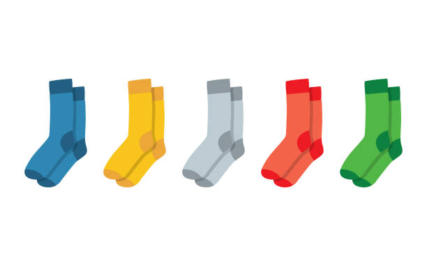 Socks for adults and children. Colorful rainbow socks. Socks set. Socks for adults and children. Colorful rainbow socks. Man socks set. Vector illustration sock stock illustrations