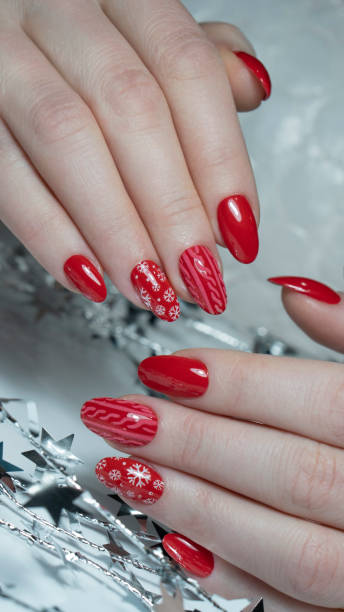 istock Red  Nail art manicure. 1304596306