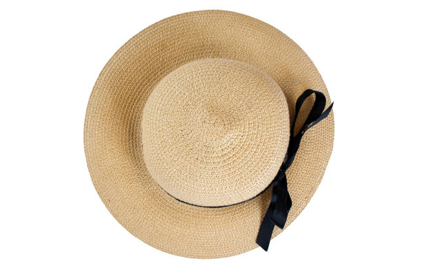 istock Straw hat with black ribbon isolated on white background 1304599655